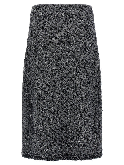 Blue Cotton Midi Skirt