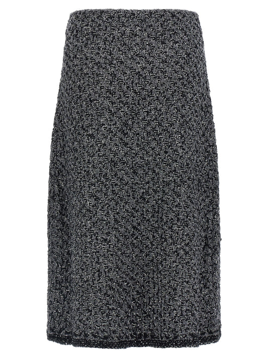 Blue Cotton Midi Skirt