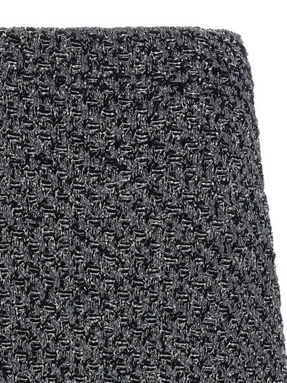 Blue Cotton Midi Skirt