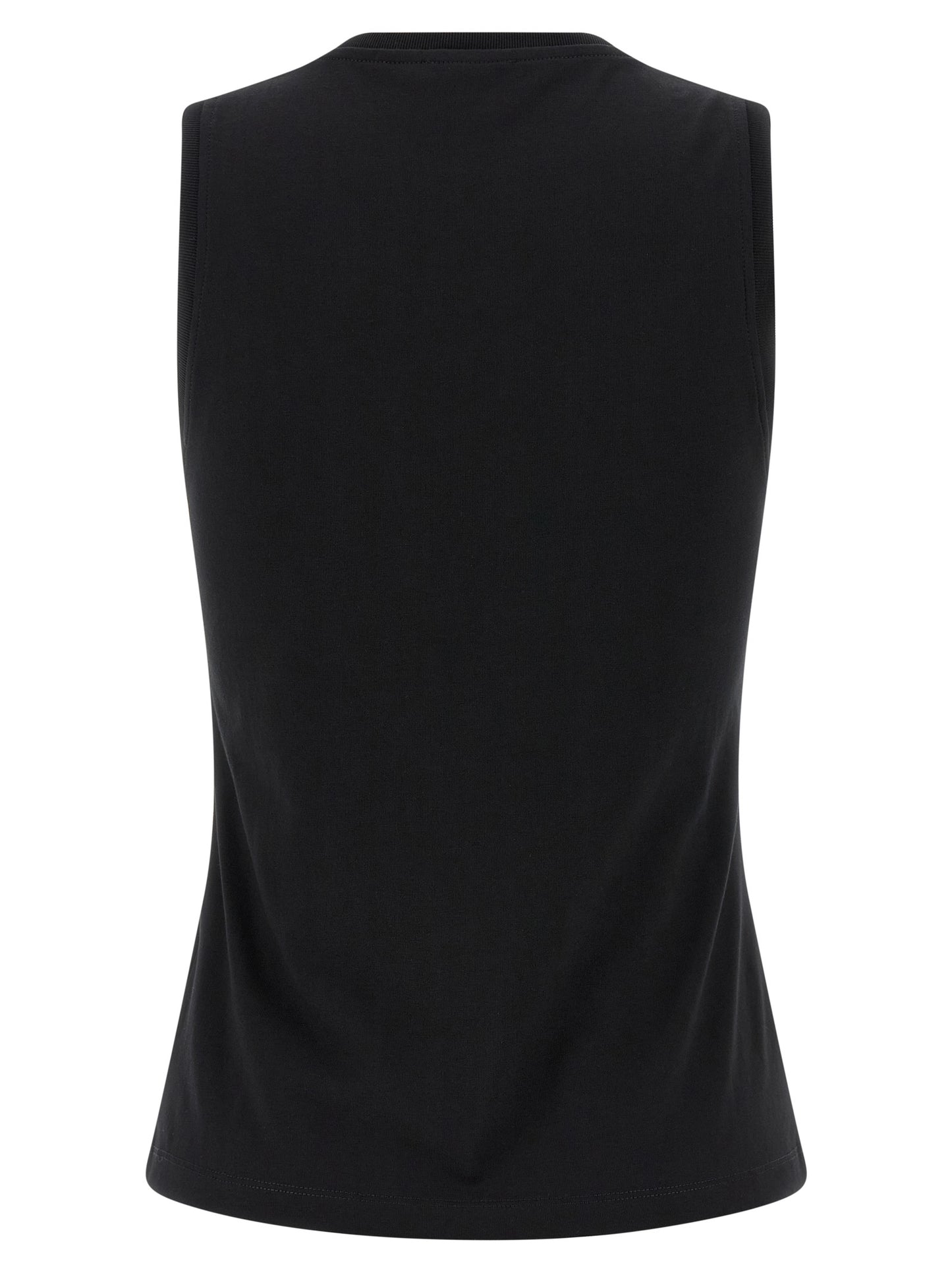 Black Cotton Sleeveles T-Shirt