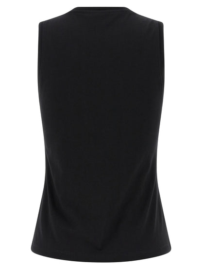 Black Cotton Sleeveles T-Shirt