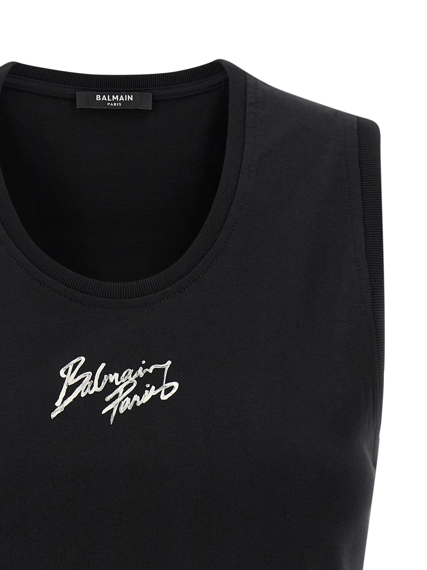 Black Cotton Sleeveles T-Shirt