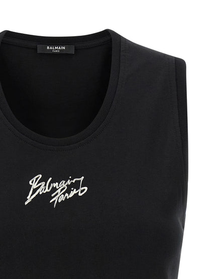 Black Cotton Sleeveles T-Shirt