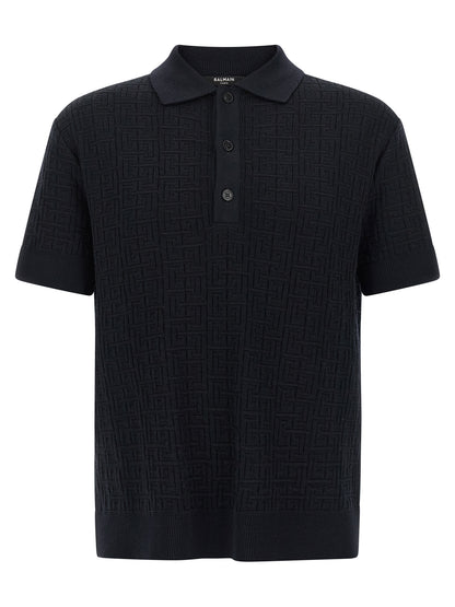 Blue Wool Polo Shirt