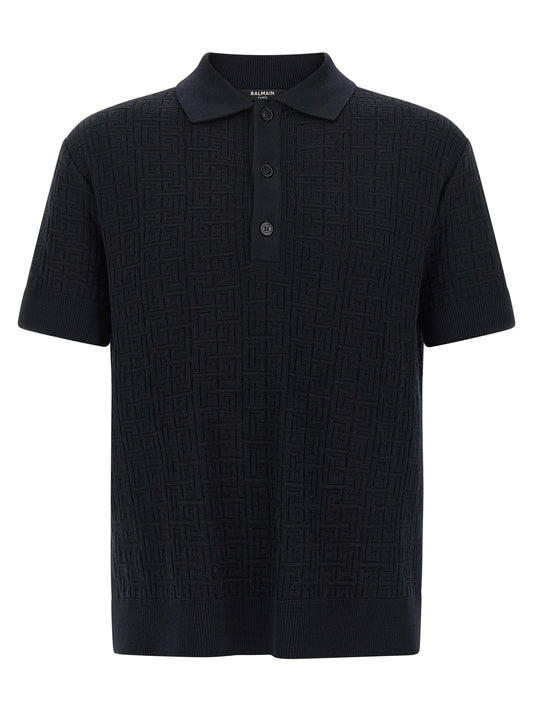 Blue Wool Polo Shirt