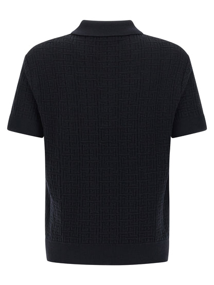 Blue Wool Polo Shirt