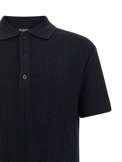 Blue Wool Polo Shirt