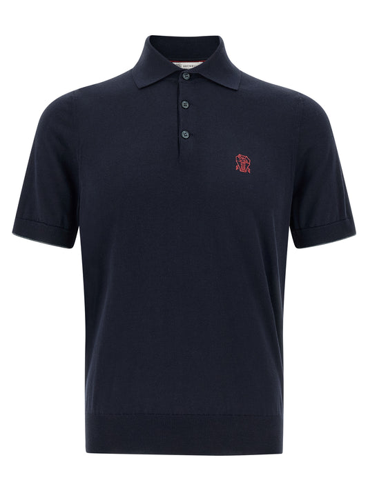 Blue Cotton Polo Shirt