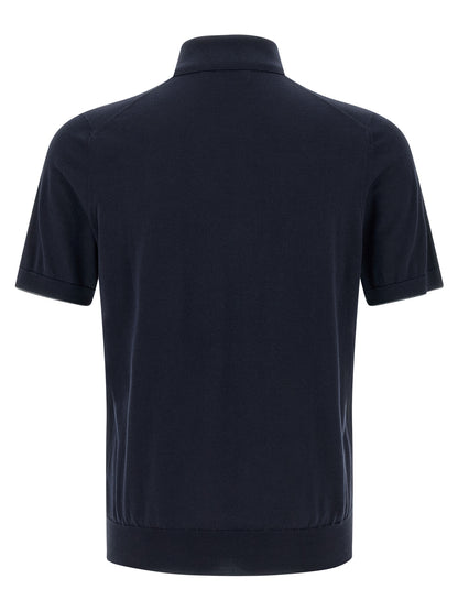 Blue Cotton Polo Shirt
