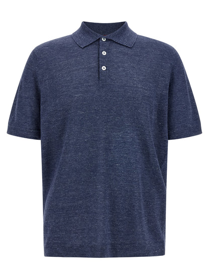 Blue Linen Polo Shirt
