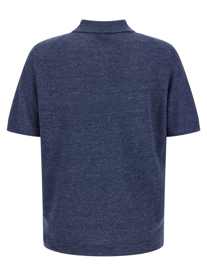 Blue Linen Polo Shirt