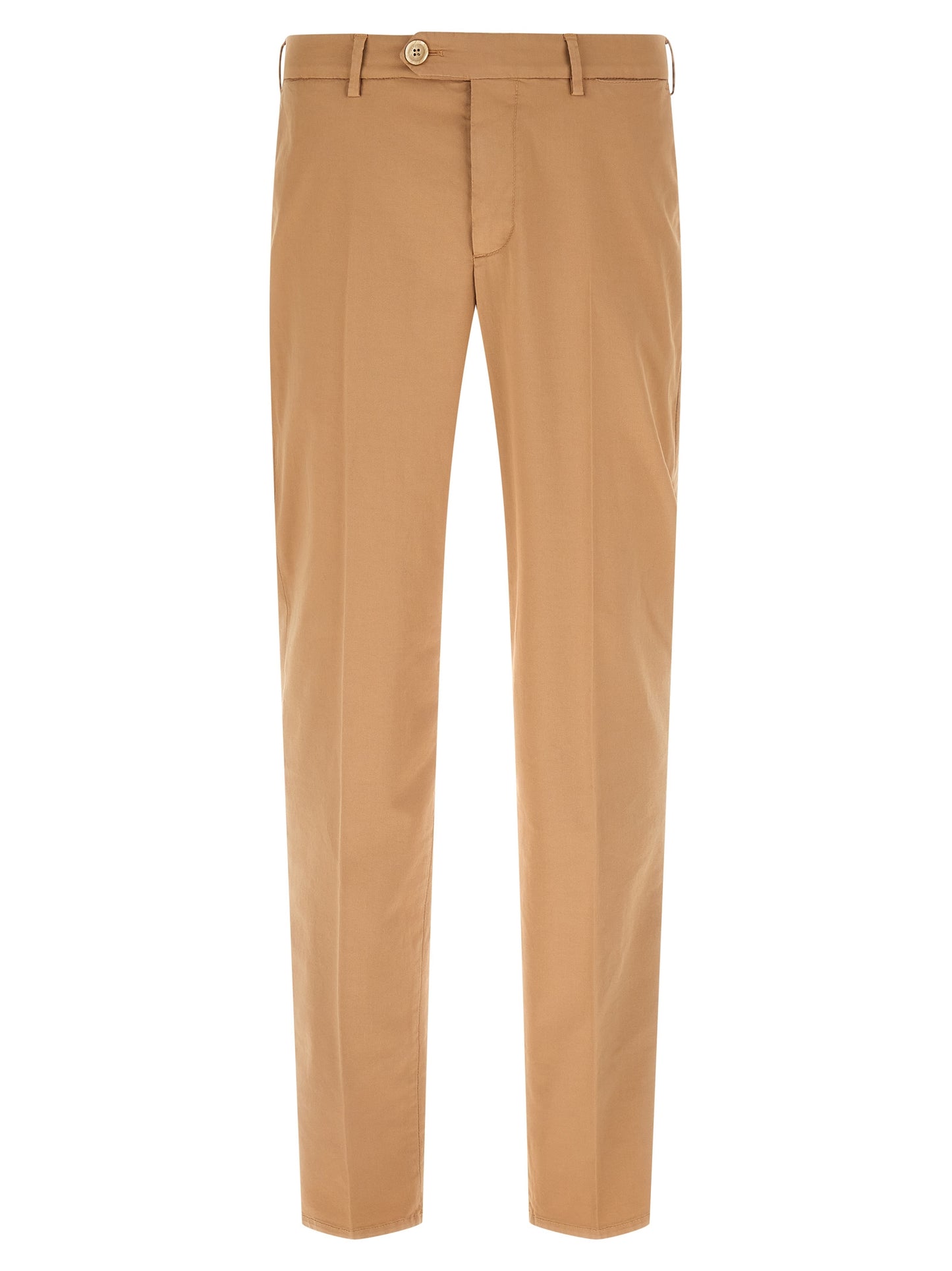 Beige Cotton Casual Pants