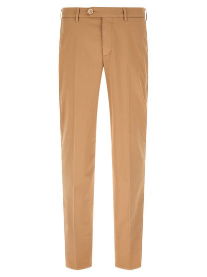 Beige Cotton Casual Pants