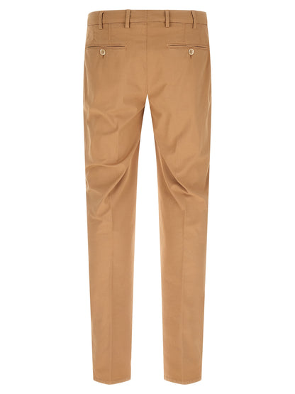 Beige Cotton Casual Pants