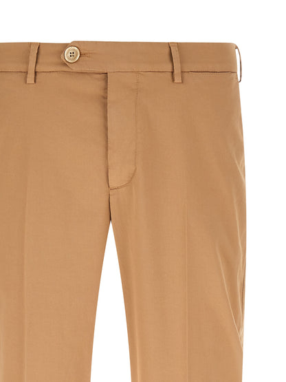 Beige Cotton Casual Pants