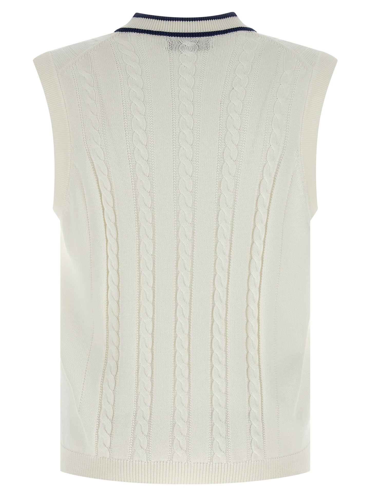 White Cotton Sleeveles Sweater