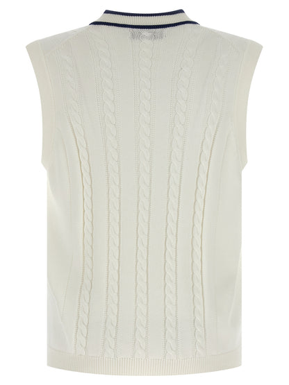 White Cotton Sleeveles Sweater