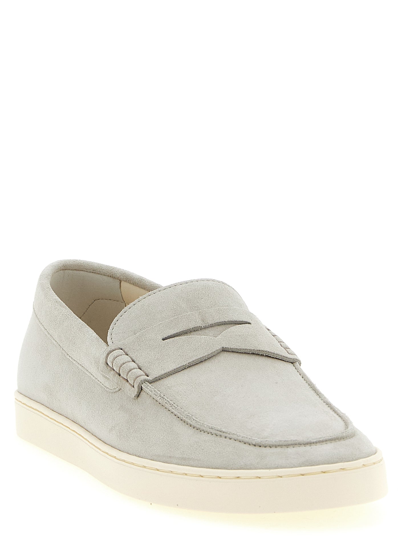 Gray Calfskin Slip-On Loafers