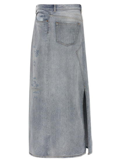 Blue Cotton Mini Skirt