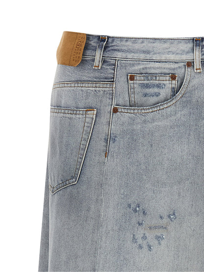 Blue Cotton Mini Skirt