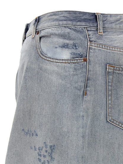 Blue Cotton Mini Skirt