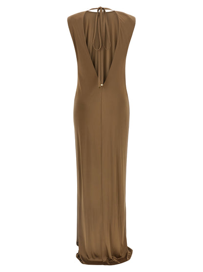 Beige Viscose Long Dress