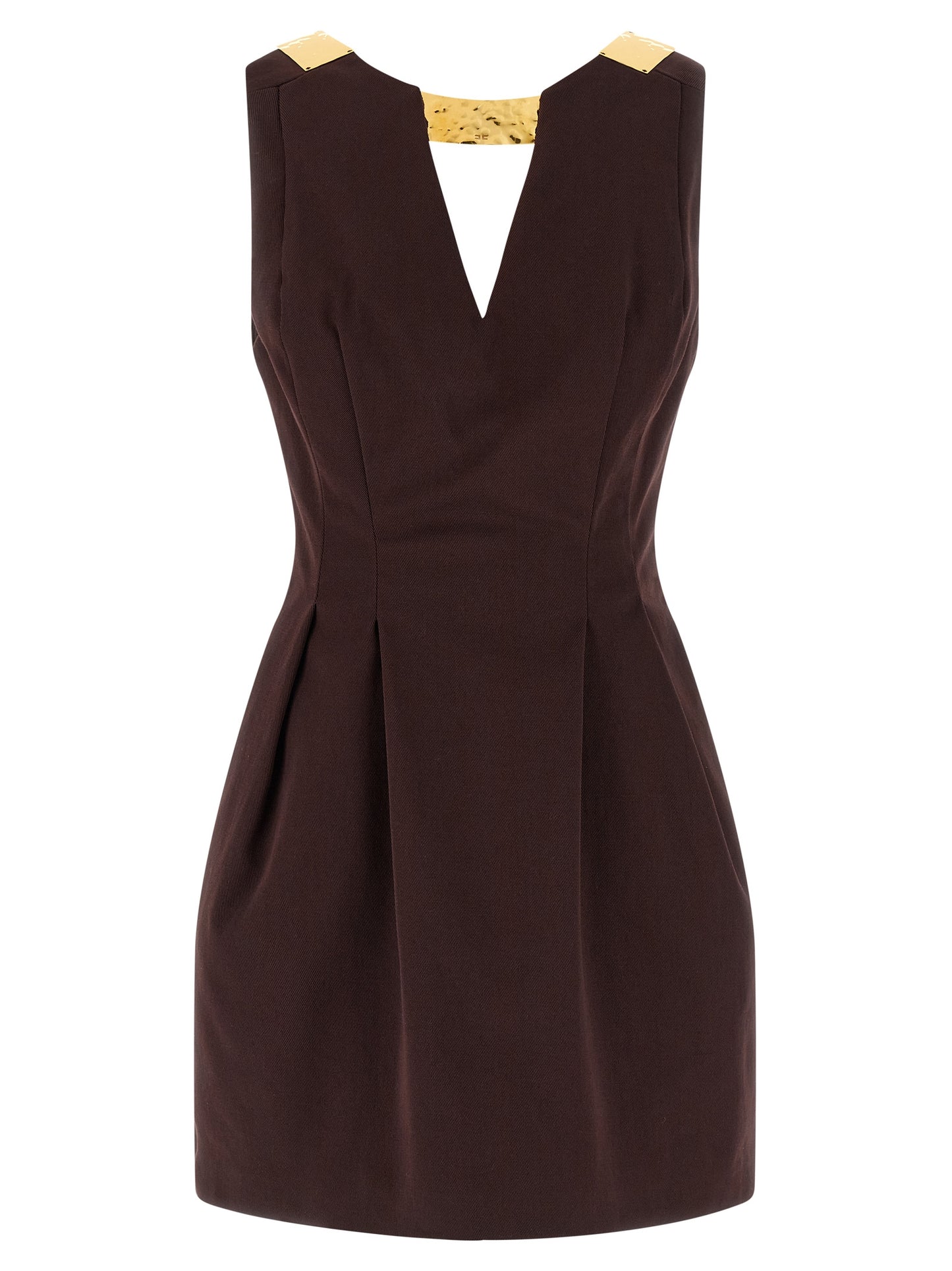 Brown Cotton Short Dress