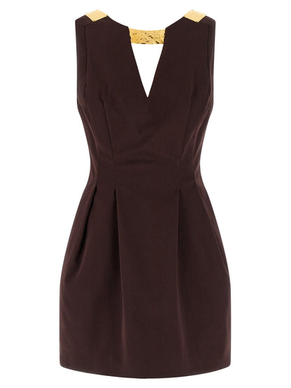 Brown Cotton Short Dress