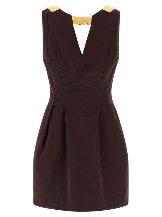 Brown Cotton Short Dress