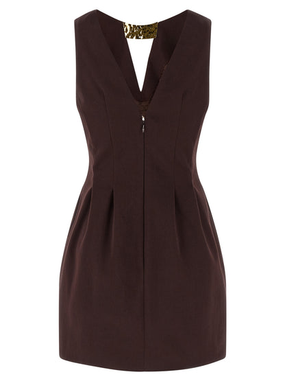Brown Cotton Short Dress