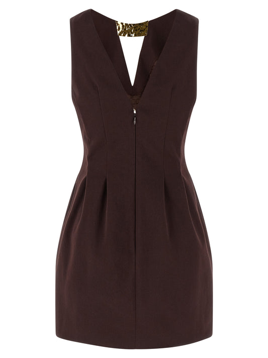 Brown Cotton Short Dress