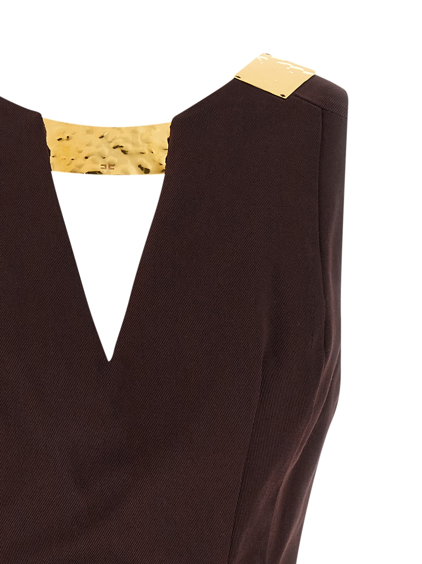 Brown Cotton Short Dress