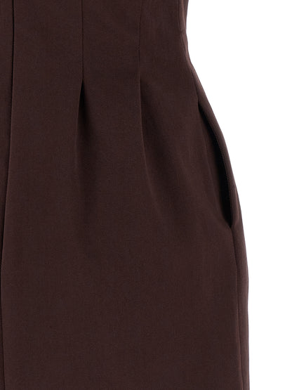 Brown Cotton Short Dress