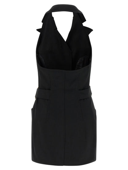 Black Viscose Short Dress