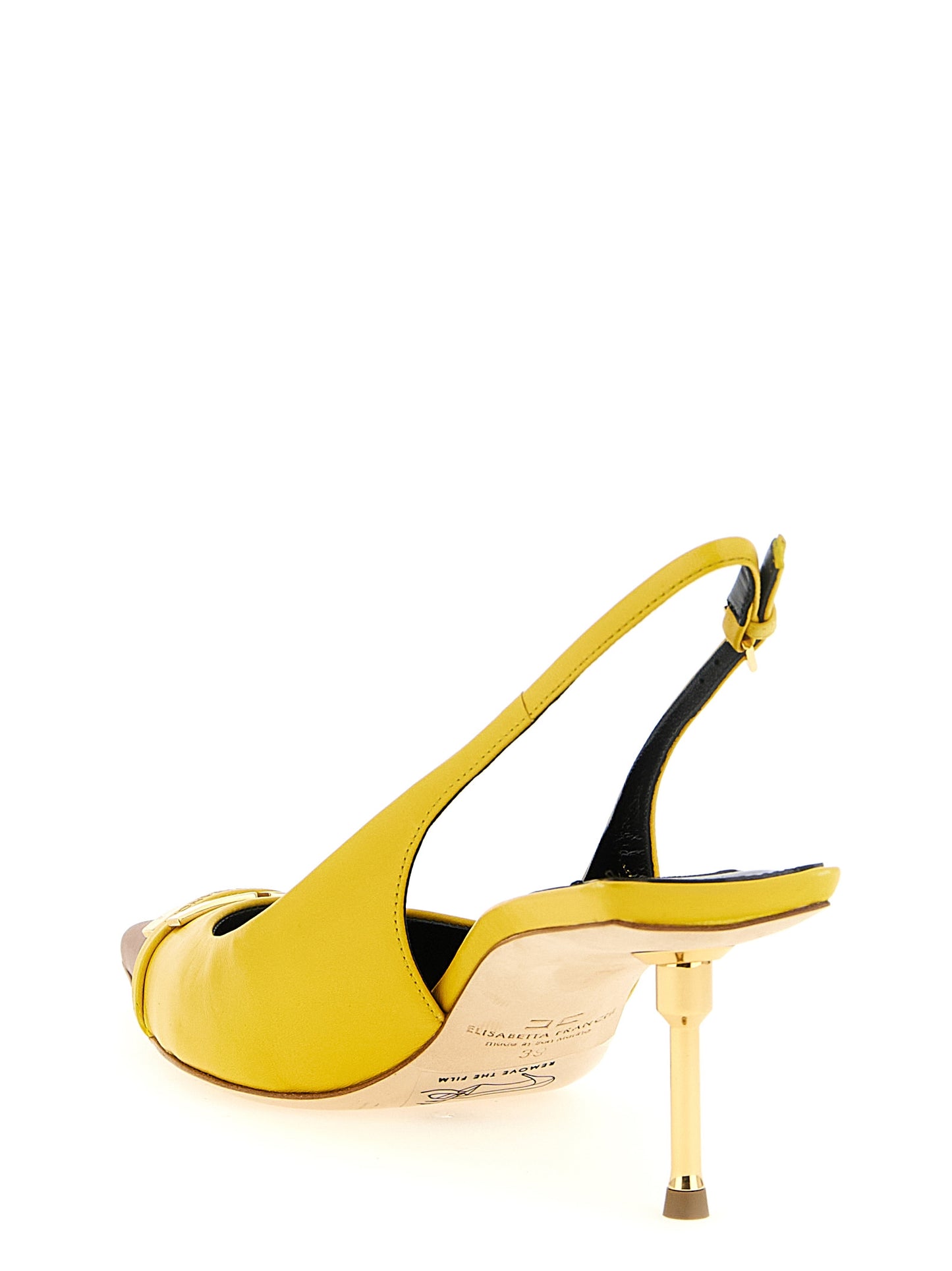 Bicolor Leather Mid Heel Pumps