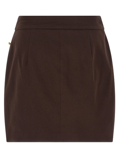 Brown Cotton Long Skirt