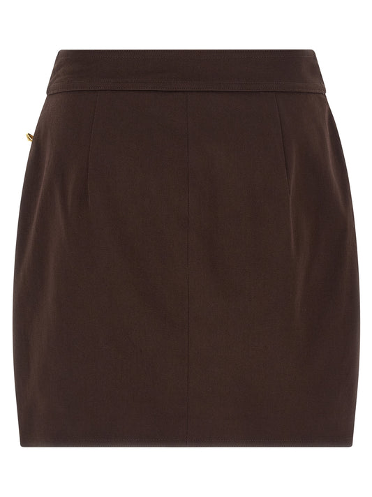 Brown Cotton Long Skirt