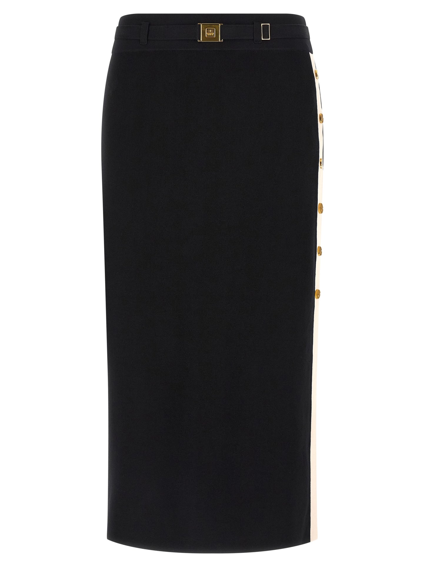 Black Viscose Midi Skirt