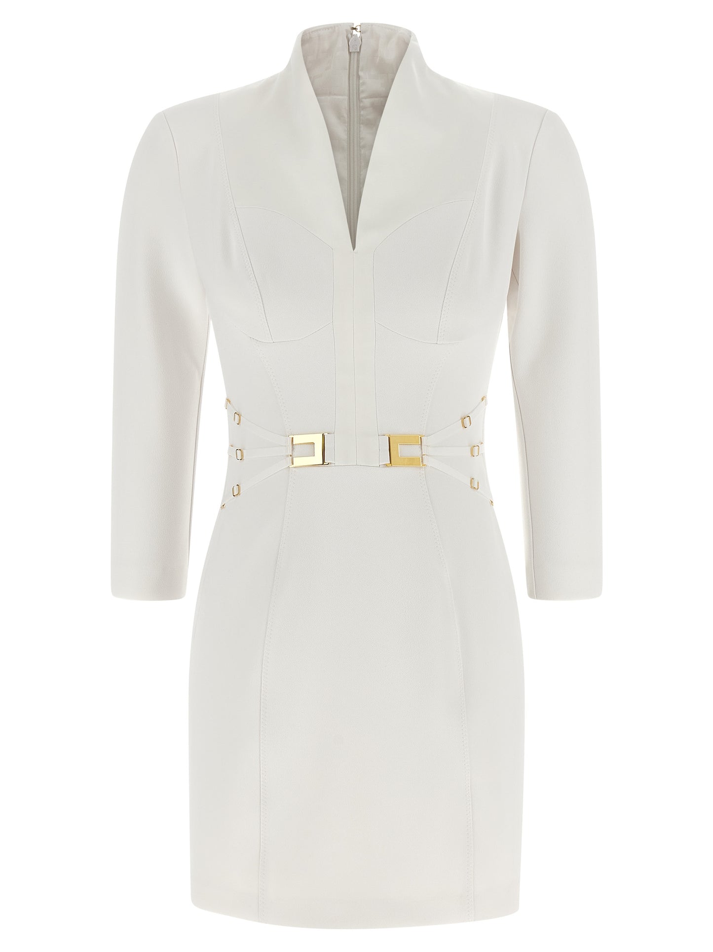 White Polyester Short Dress