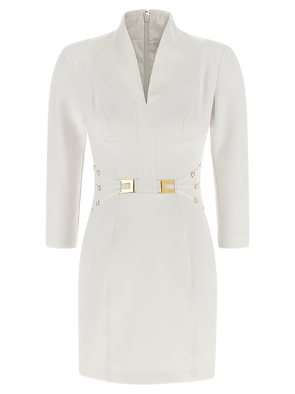 White Polyester Short Dress