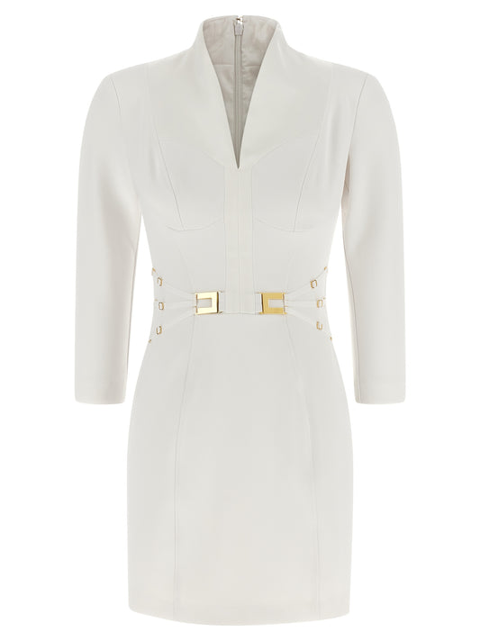 White Polyester Short Dress