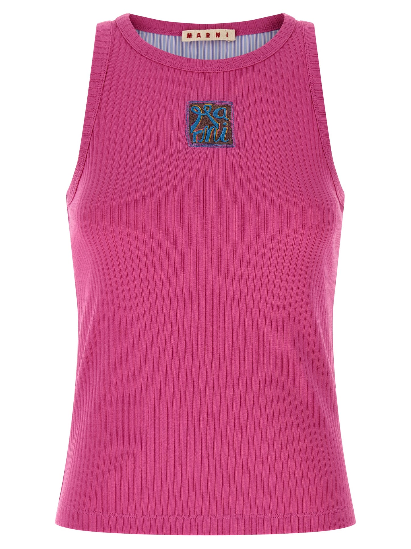 Fuchsia Cotton Sleeveles T-Shirt