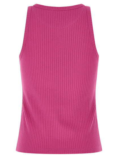 Fuchsia Cotton Sleeveles T-Shirt