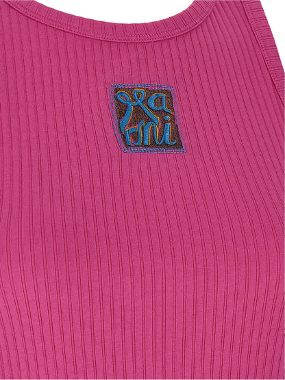 Fuchsia Cotton Sleeveles T-Shirt