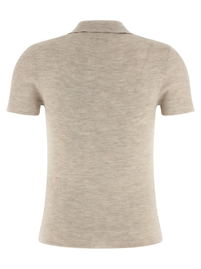 Beige Virgin Wool Polo Shirt