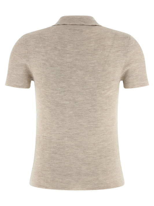 Beige Virgin Wool Polo Shirt