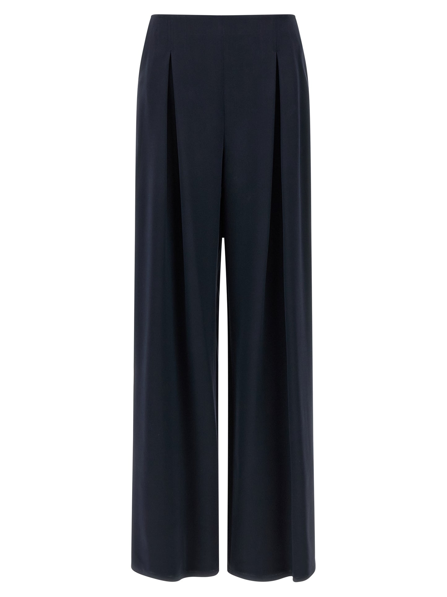 Blue Silk Casual Pants