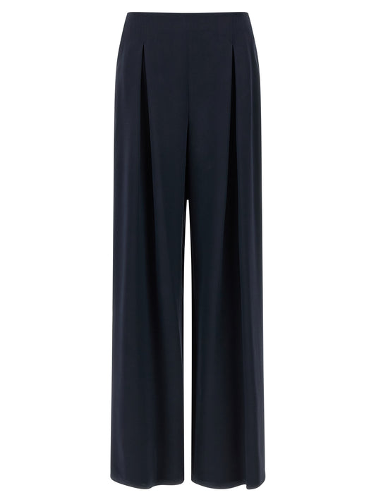 Blue Silk Casual Pants