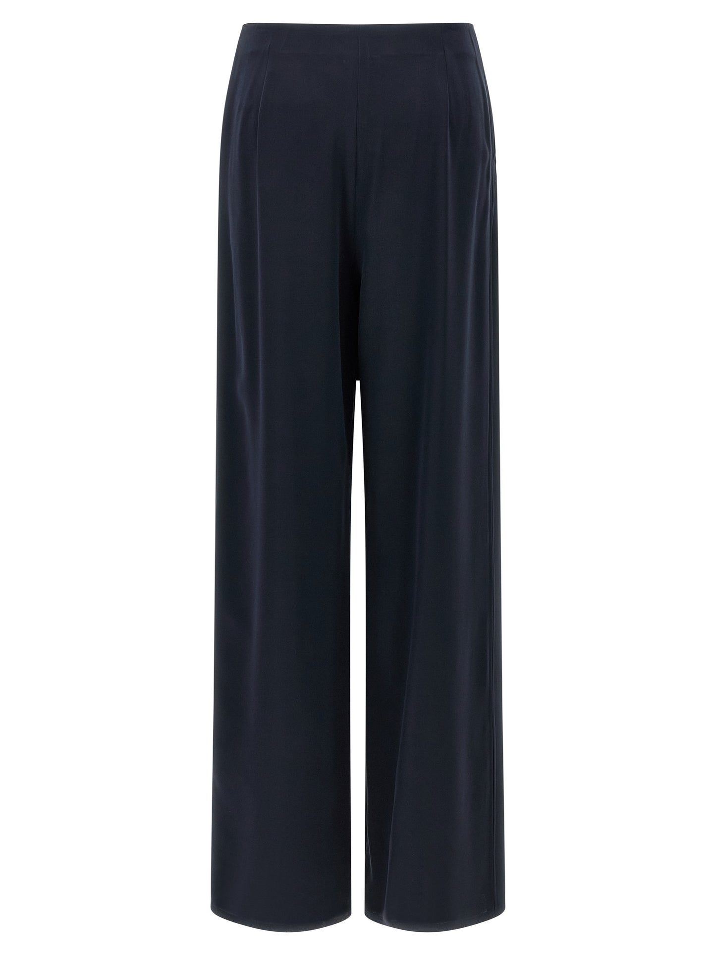 Blue Silk Casual Pants