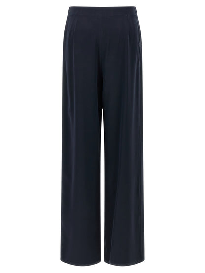 Blue Silk Casual Pants